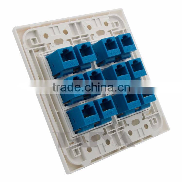 120 X 120mm face plate 12 Ports CAT6 rj45 female to female wall plate network wall plate support customization
