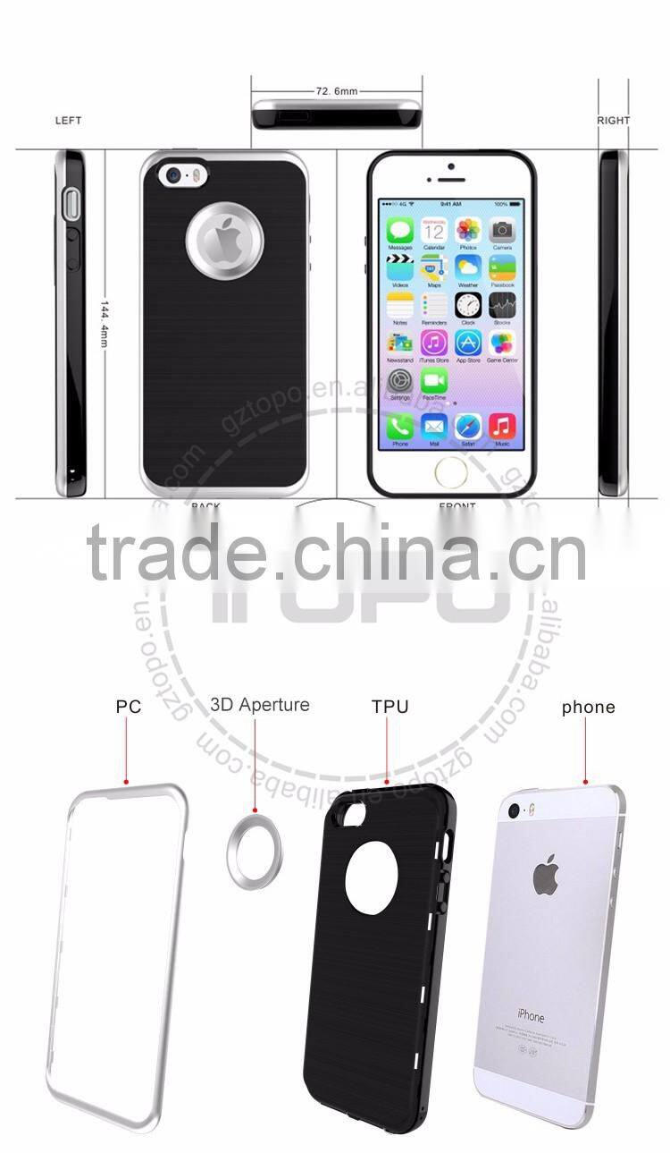 2in1 pc tpu wire drawing phone back cover Korean style shockproof Strip pattern Slim Armor hard plastic case for iphone 6 6s