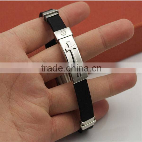 Best selling silicon bracelet with stainless steel for healthcare