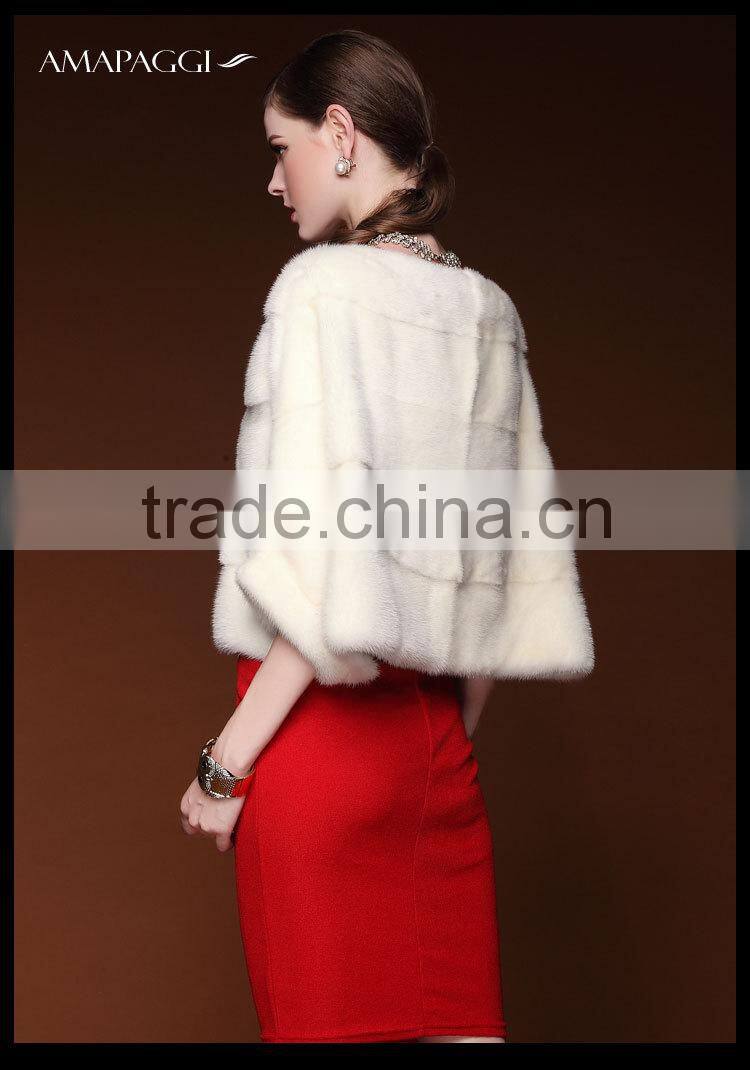 wholesale white velvet mink short mink coat shawl for girls