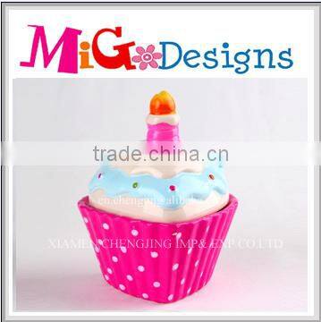 OEM Available Cupcake Style Bag Cap Colorful Ceramic Cookie Jar