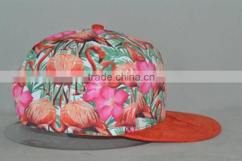 Guangzhou hat factory professional custom 100% polyester/animal camouflage and orange/embroidery logo/flat brim hat