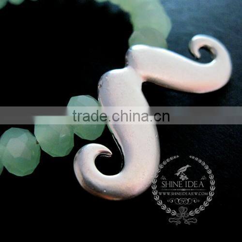 silver French moustache charm summer ice green faceted glass beads fashion women wiring bangle bracelet 6490039