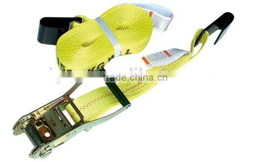 Yellow Ratchet Tie Down With Flat Hook ratchet strap