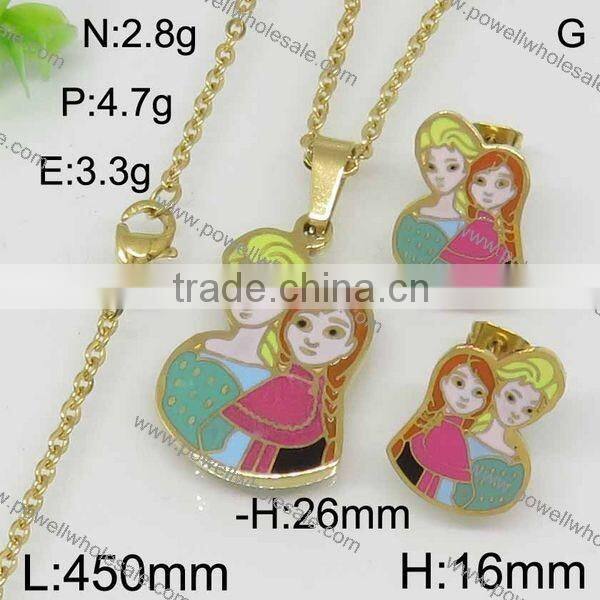 Hot gold color cartoon style kids wholesale jewelry set
