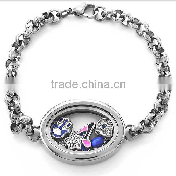 Stainless Steel Jewelry Floating Locket Bracelet