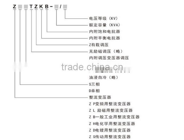 Three phase rectifier transformer used for intermediate frequency furnace