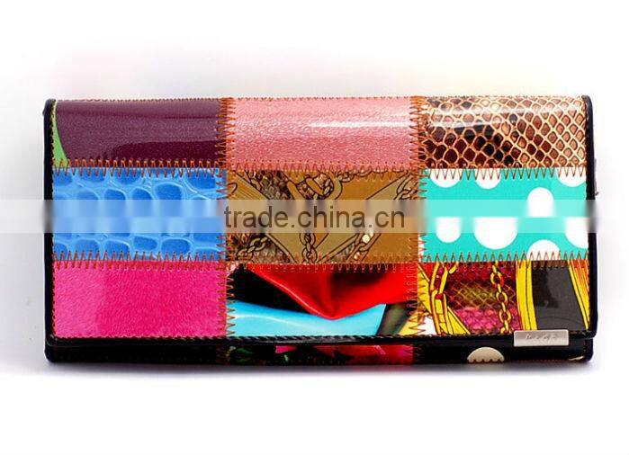 Hot! Women Lady 2014 Original Creative Colorful Patchwork Wallet (BHW003-1)