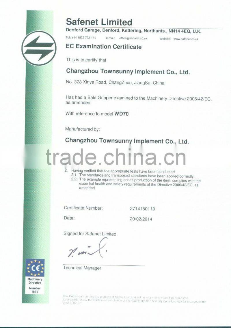 TOWNSUNNY High quality hydraulic Tractor bale gripper with CE