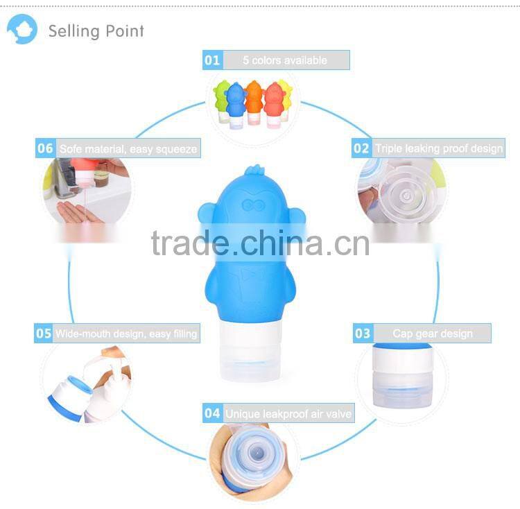 Most popular lovely monkry squeezable silicone travel bottle