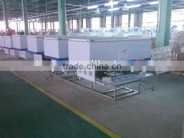Supermarket glass door flat freezer