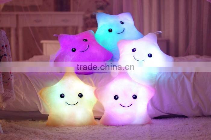 Christmas decorative Home Sofa Party Decor Toys Gift Plush Colorful Star Shape LED Light Star Shape Pillow cushion