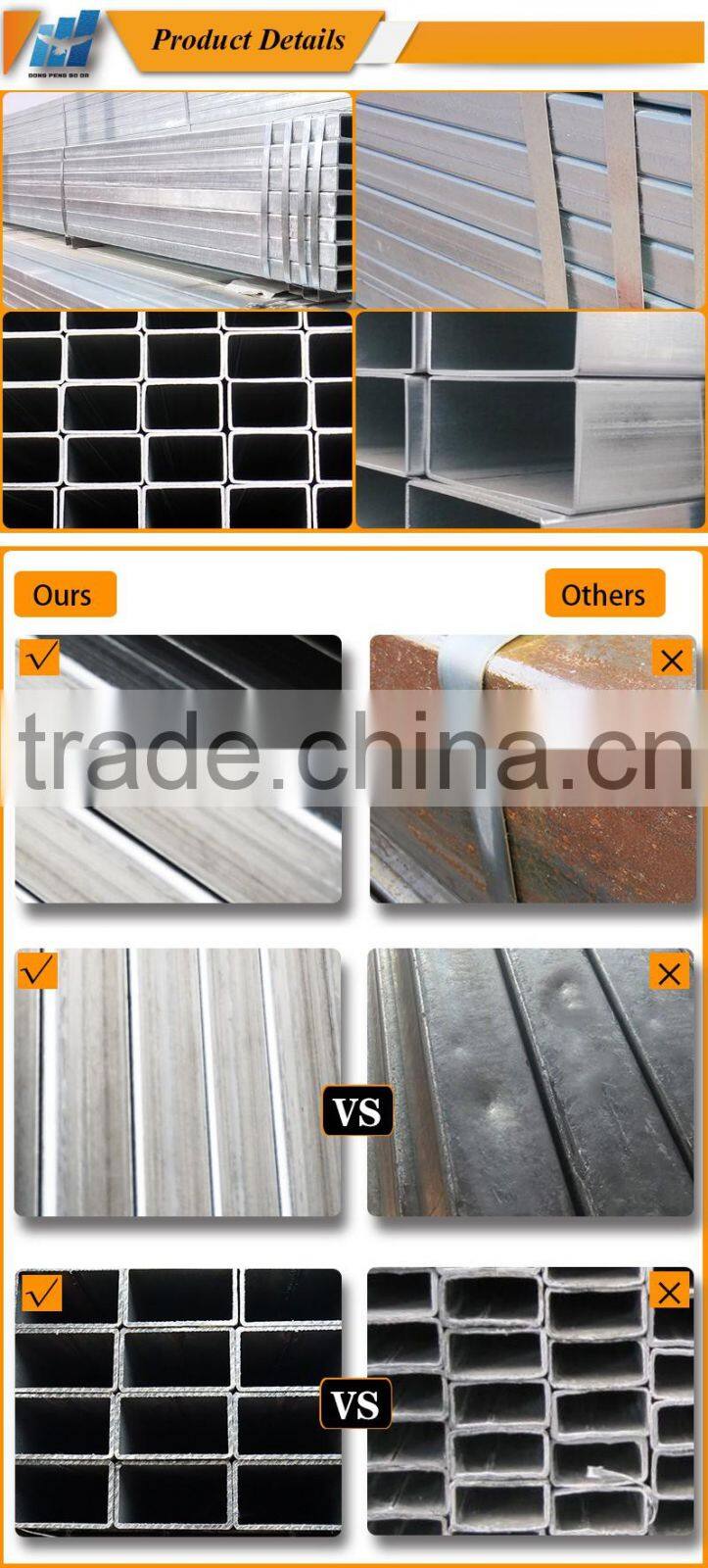 100*300*4.5mm HOT dipped galvanized square steel pipe GI square steel tube