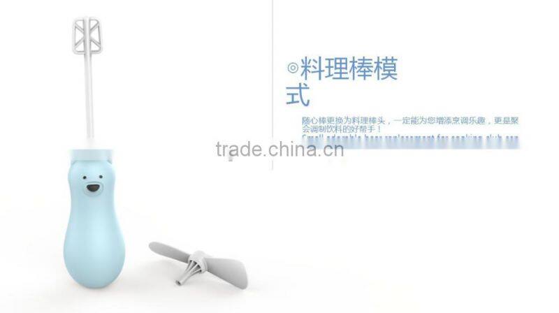 Creative Cute Bear Design Multi-functional Electric Cooking Blender With Dual Plugs, Electric Cooking Mixmaster With Soft Leaves