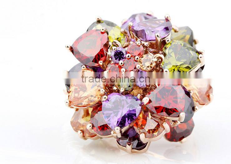 Wholesale Stock Small Order Fashion Women Colorful Zircon Ring