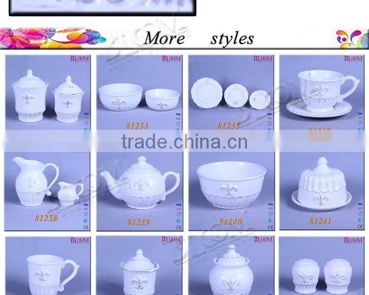 White glaze ceramic dessert plate