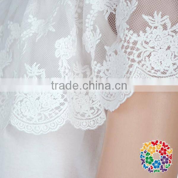 Latest Designs Baby Clothes Big Lace Fringe Baby Tank Top Shirts Wholesale Plain White Cotton Lace Tops Girls Kids