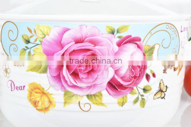 8"Porcelain pot suitable for microwave with glass lid