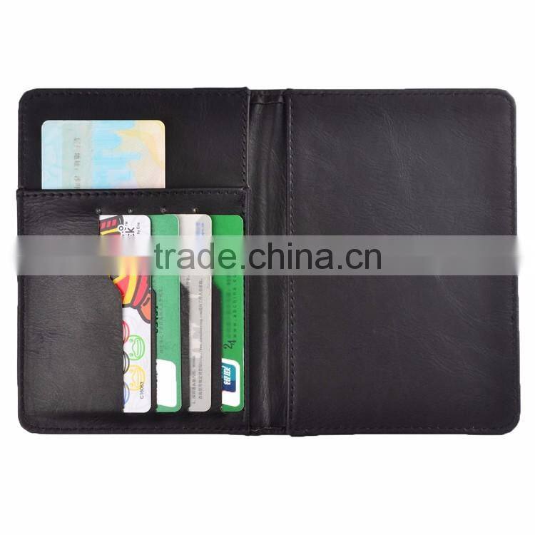 2017 personalized custom slim mens RFID Travel Leather passport wallet