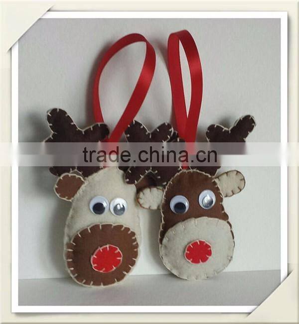 high quality fashion new design polyester felt Christmas reindeer hanging ornament with eyes manufacturer in China OEM ODM