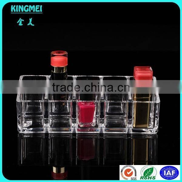 Factory wholesale glam clear acrylic 10 hole lipstick case holder
