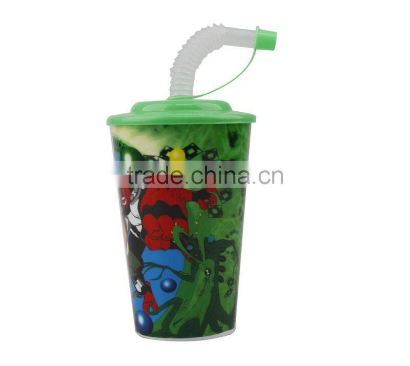 Hotsale 12OZ Accept Printing OEM Logos Plastic Cup With Straw