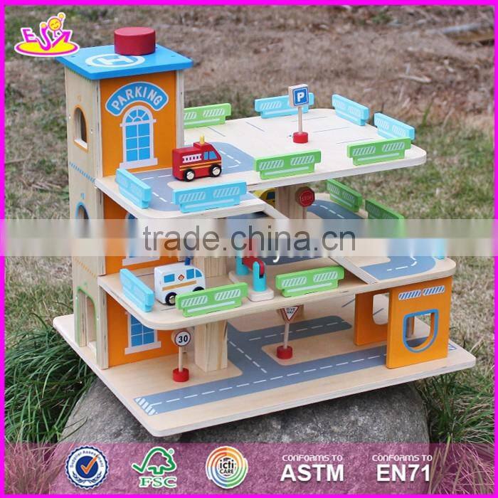 2017 new products children funny wooden parking garage toy W04B049