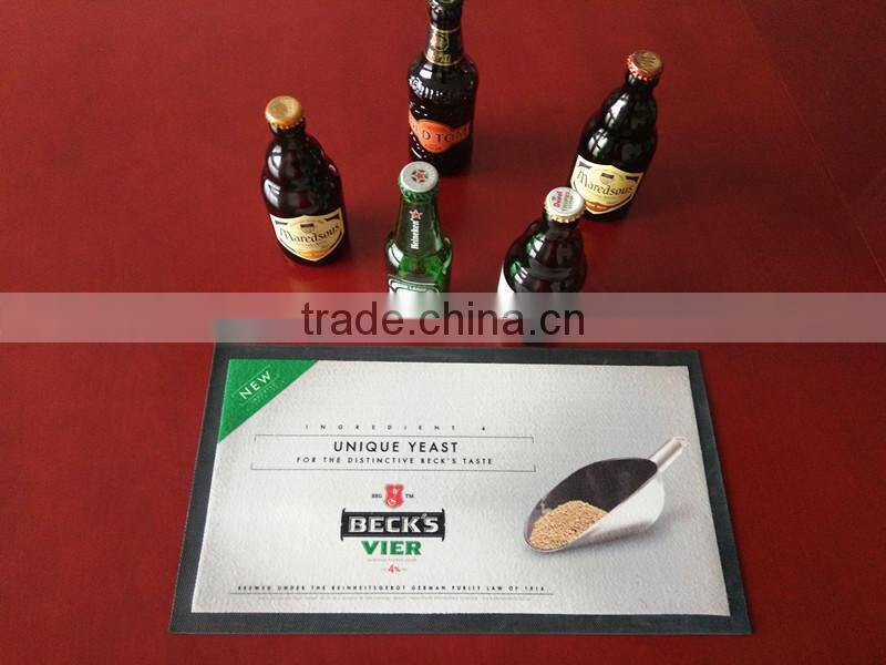 Eco-Friendly Non Woven Fabric branded rubber beer bar mat with logo