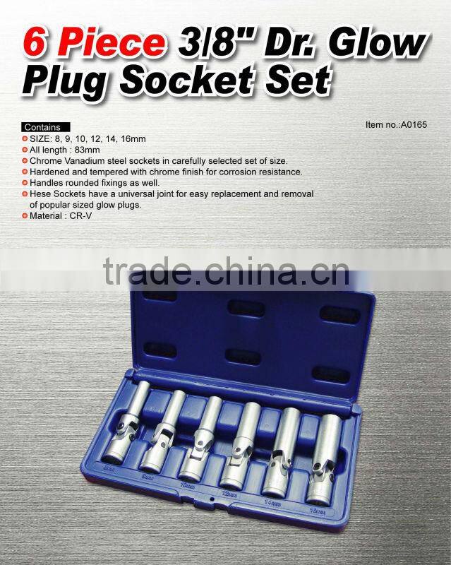 6 Piece 3/8" Dr. Glow Plug Socket Set
