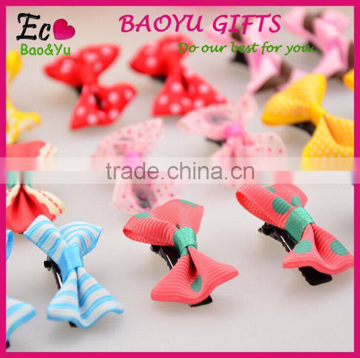 Hot sale beautiful Grosgrain Ribbon kids hair clips bows kids hair clips