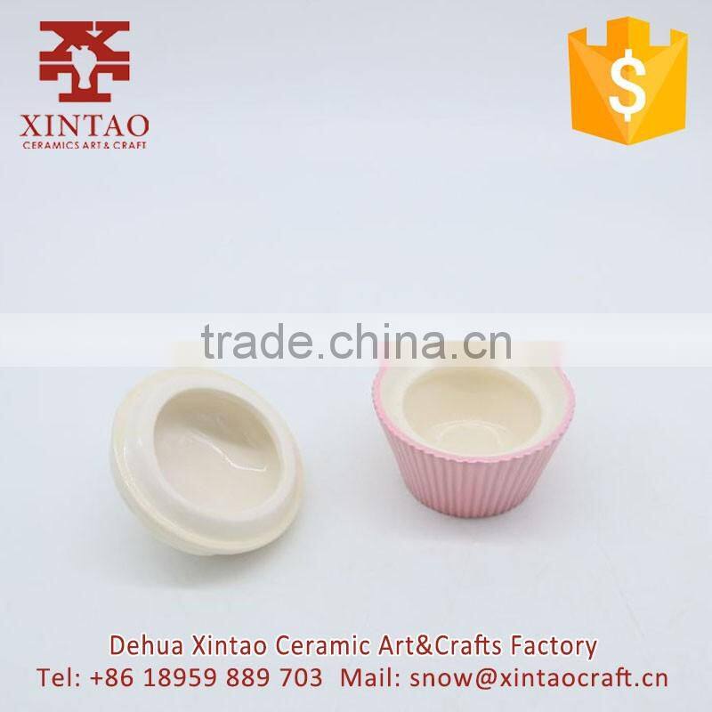 Wholesale Printed Cupcake Shaped Ceramic Jewelry Box