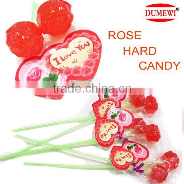 Long Stick Lollipop Halal Sweet Gift Red Hard Rose Candy