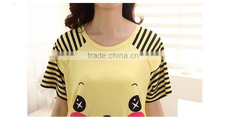 women cute cartoon printed cotton nightgown
