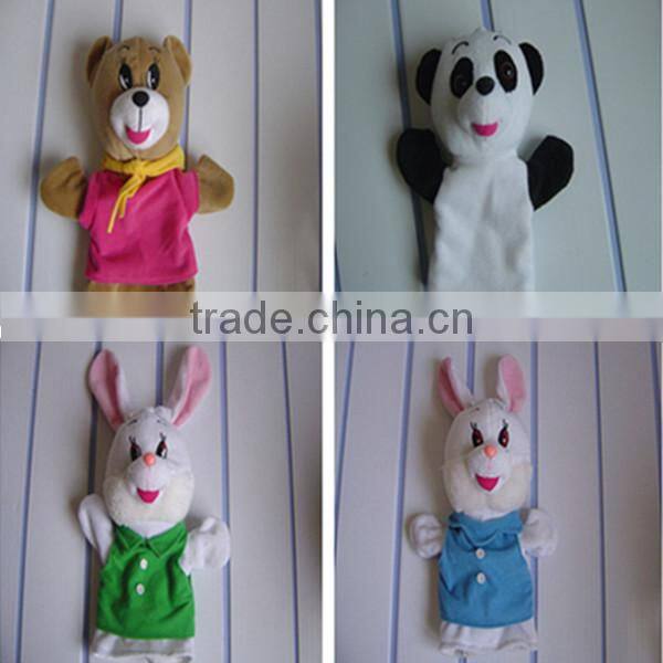 Wholesale plush cheap red elephant puppets child hand animals cute hand puppets