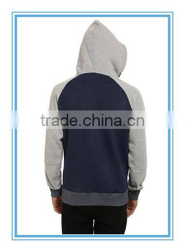 Men's Long raglan sleeves two colors contrast colors french terry crew hoodie