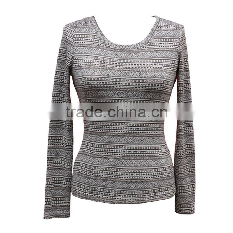 Autumn new women casual long sleeve round collar cotton tops and blouse