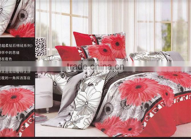 100%polyester digital printed totem design diamond velvet bedding set