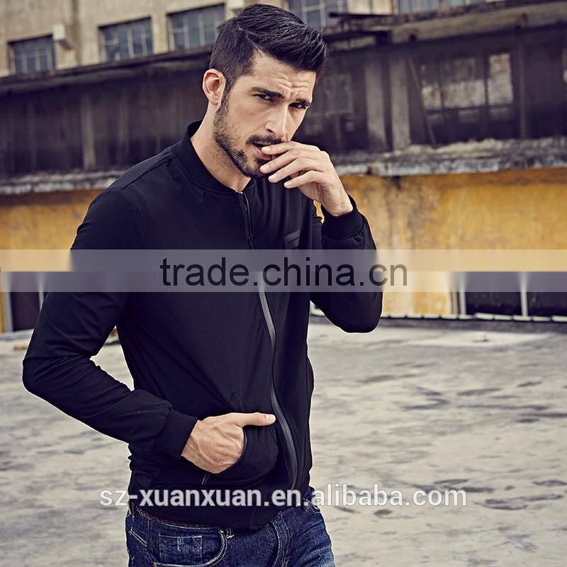 Wholesale casual jacket black slim ployester jacket for men
