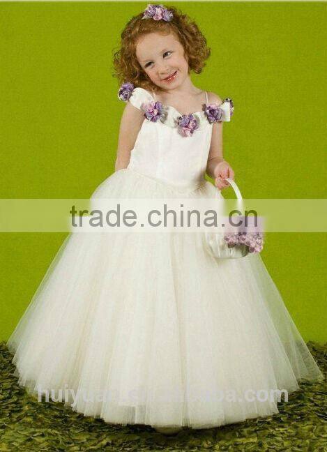 white spaghetti strap flower baby gown kids dresses for weddings
