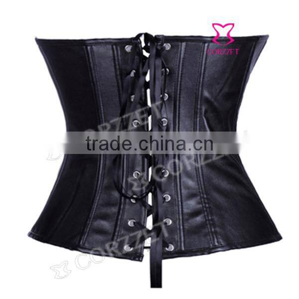 Black Leather Cheap Corset Tops Out Wear