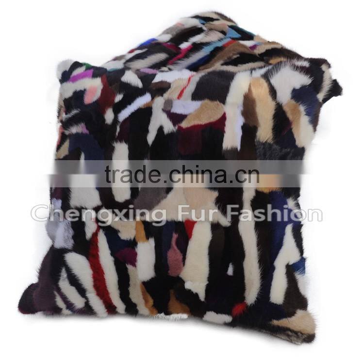 CX-D-81 Home Decoration Pillow Patchwork Mink Fur Cushion & Pillow Cover