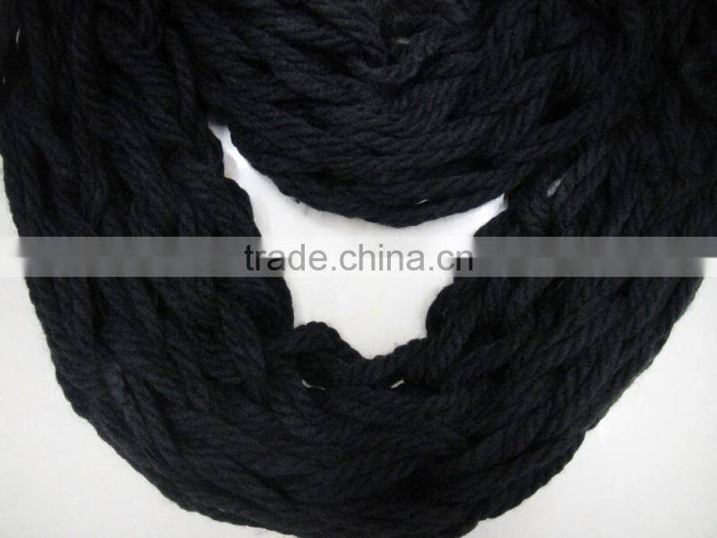Fashion winter ladies knitted loop noodle acrylic plain handmade crochet scarf