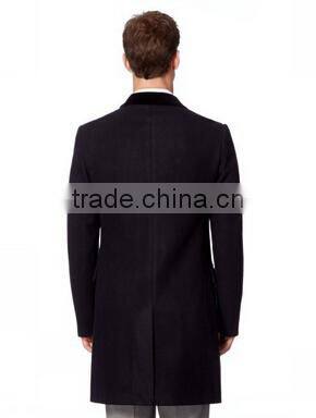 2014 Winter Season Hot Selling Fashion Design Black Lapel Slim Fit Mens Cashmere Men Coat