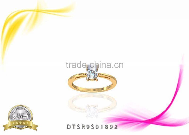 CZ Stud 14kt Gold Plated Ring