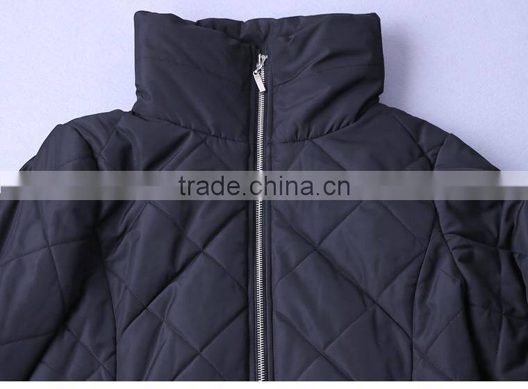 Ladies High Collar Quilting Jacket With PU Skirt