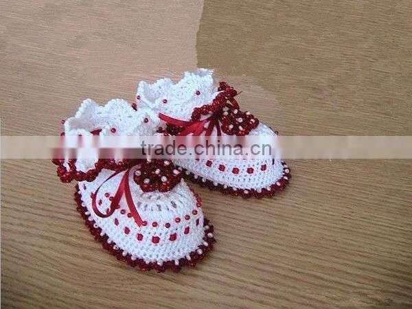 Christmas Toddlers Baby Shoes Winter Crochet Shoes Floral Pattern Knitted Shoes