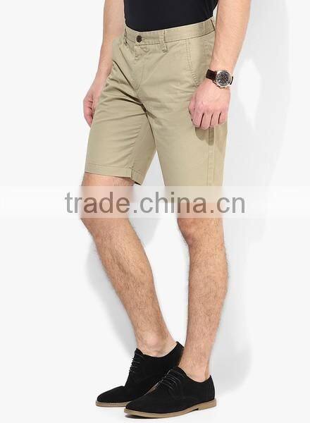 Mens Summer Khaki Office Stylish Woven Fashion Design Shorts