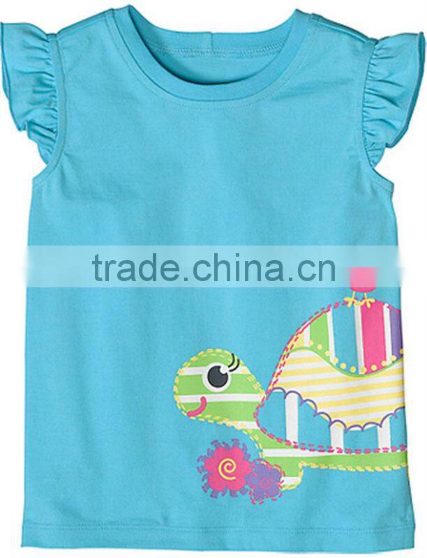 Ruffle sleeve striped v neck t shirt for Girls