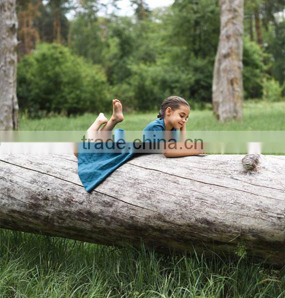 High Quality Washed Girl's Linen Dress Kids Linen Summer Dress