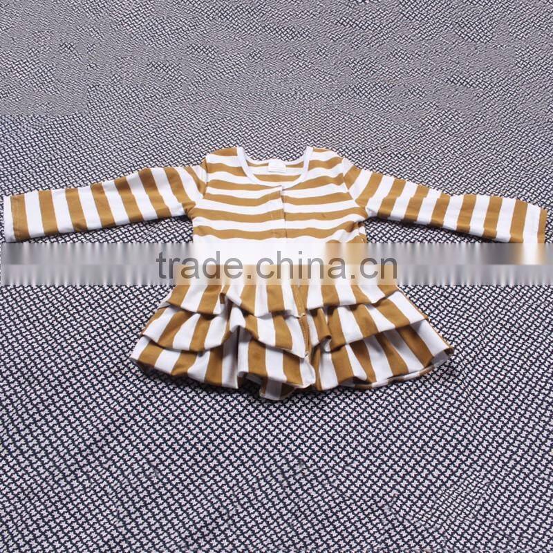 Mustard White Stripy Cardigan And Coffee Polka Trousers Girl Sweet Spring Clothing sets LBYTZ001-40